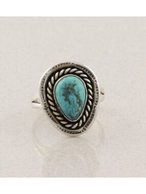 Sterling Silver Natural Turquoise Ring Size 7 3/4